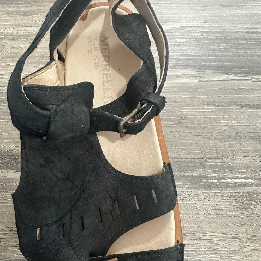 Merrell Sirah Cloak Wedge Black Grain Leather Shoe